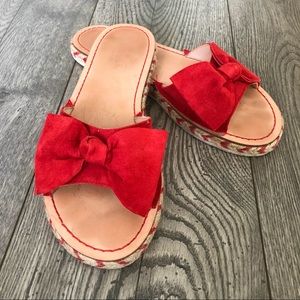 Kate Spade Idalah Red Suede Bow Slides Sandals